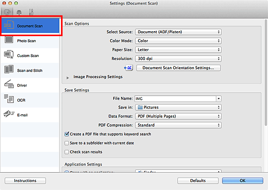 figure: Settings dialog